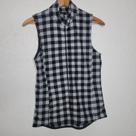 Cuddl Duds Womens Cozy Comfort Black Plaid Fleece Full Zip Thermal Layer Vest✨️M - Picture 5 of 11